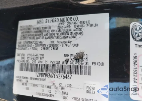 2012 Ford Mustang V6 from USA, damaged, VIN 1ZVBP8EM7C5276467